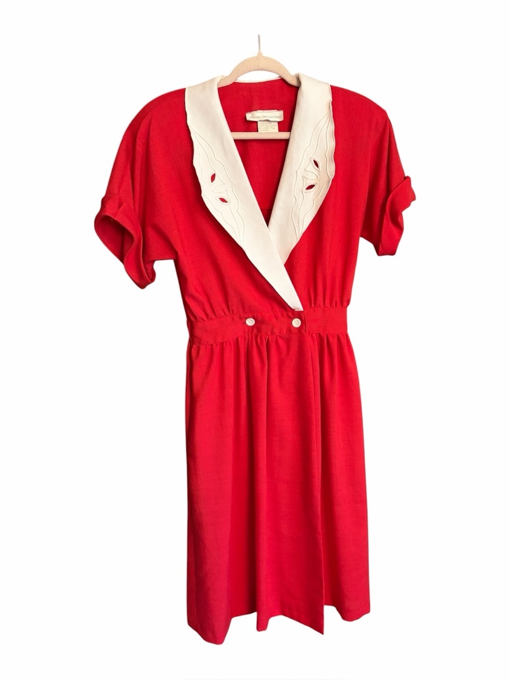 Vintage Studio Collection Midi Dress-Contrasting Embroidered Collar-Size Medium